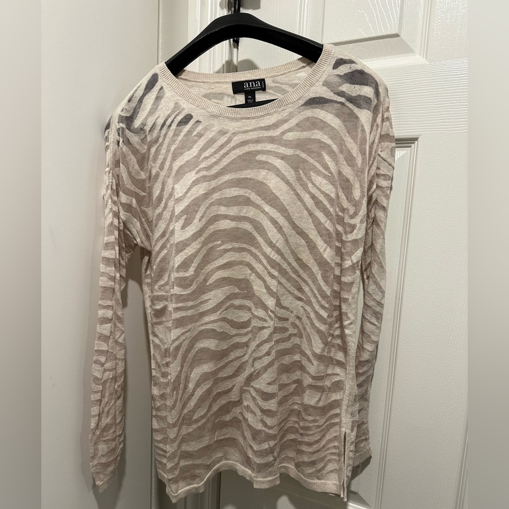 a.n.a Beige Zebra Pattern Sweater